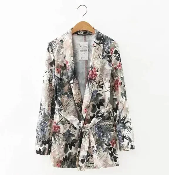 Retro Floral Blazer Women - Casual - Floral