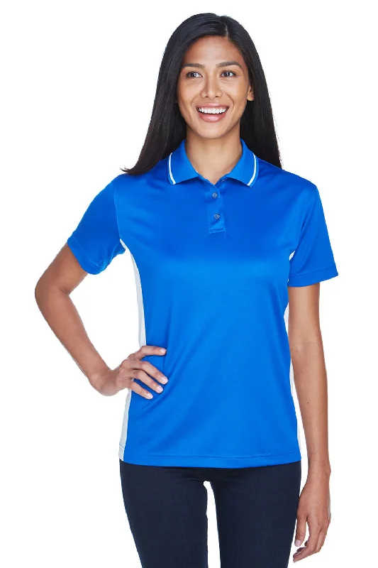 UltraClub Womens Cool & Dry Moisture Wicking Short Sleeve Polo Shirt - Royal Blue/White