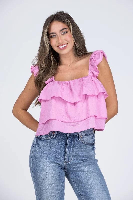 To the Next Level Women's Layered Frill Square Neckline Crop Top