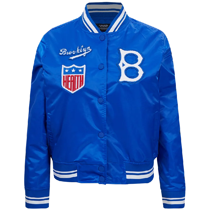 MLB BROOKLYN DODGERS RETRO CLASSIC WOMEN'S RIB SATIN JACKET (ROYAL BLUE)