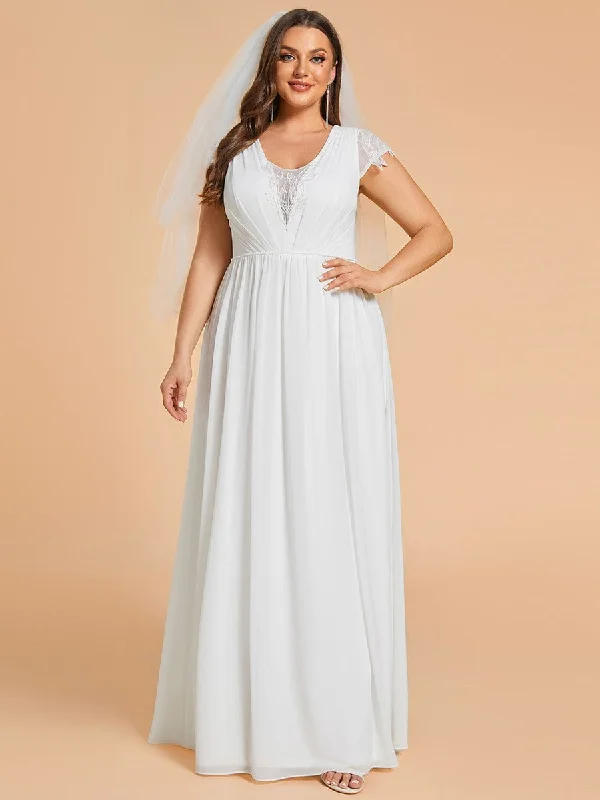 Plus Size Sleeveless V-Neck Chiffon Wedding Dresses