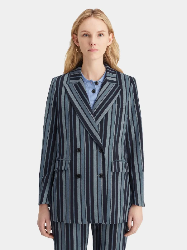 Striped double-breasted blazer