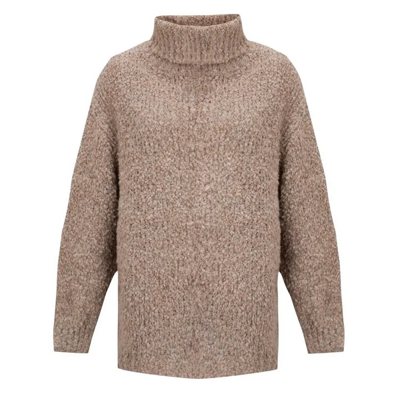 Vinny Boucle Polo Neck in Beige