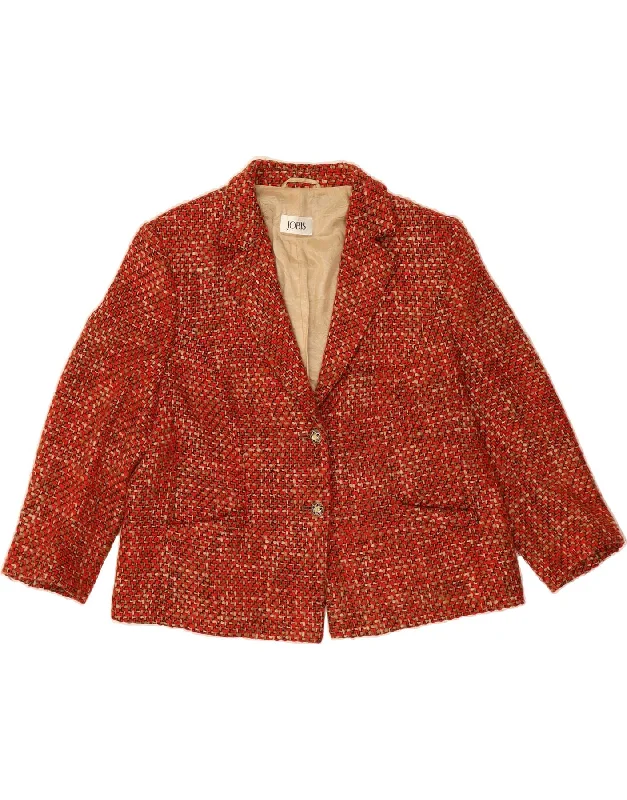 JOBIS Womens 2 Button Blazer Jacket IT 48 XL Red Polyacrylic