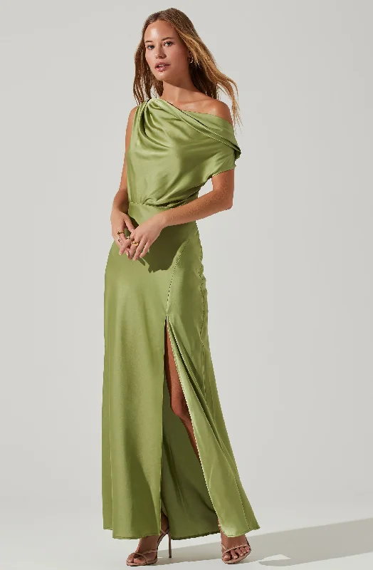 Monroe Satin Off Shoulder Maxi Dress