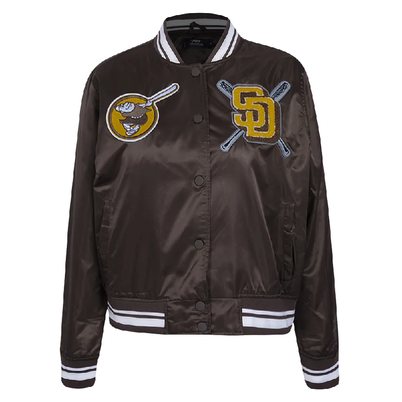 MLB SAN DIEGO PADRES MASHUP WOMEN'S RIB SATIN JACKET (BROWN)