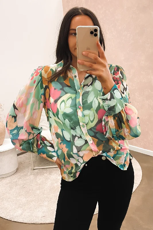 Nicola Shirt Green Floral