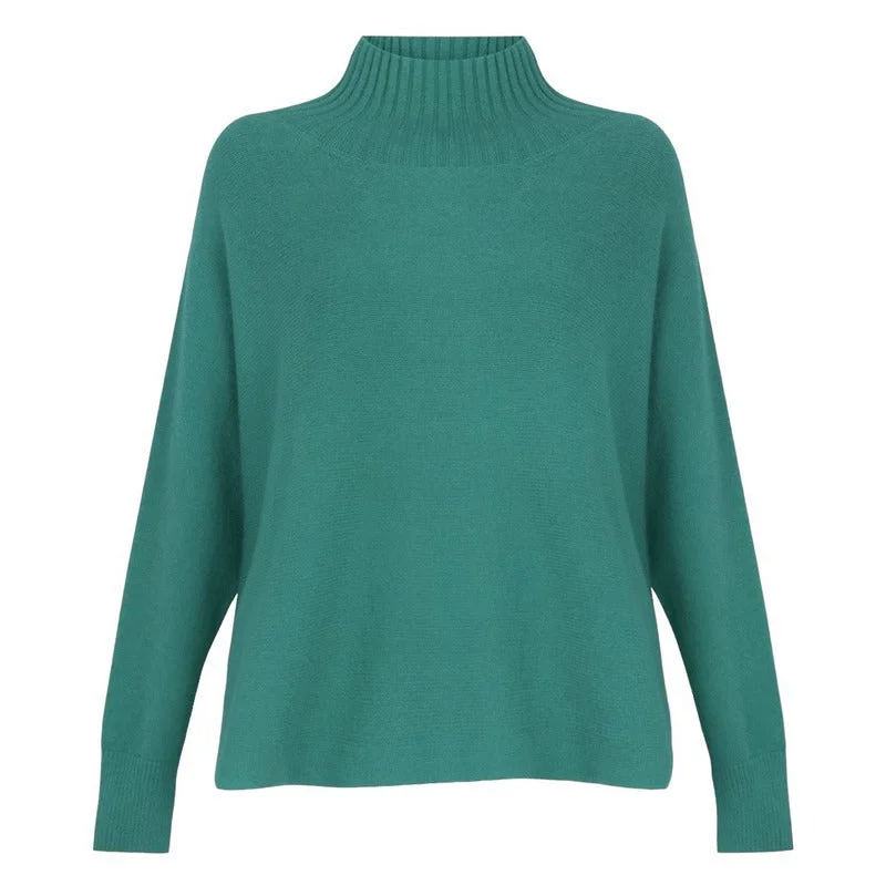 Jolie Boxy High Neck Knit in Petrol