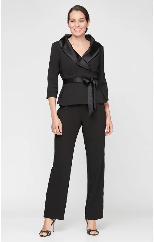 Two-Piece Plus Crepe Tuxedo Pantsuit