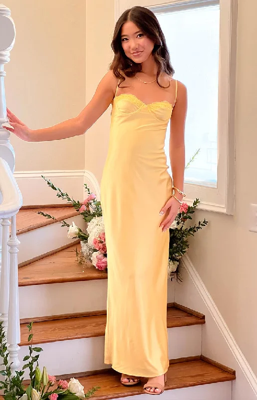 Mariana Yellow Lace Bust Midi Dress