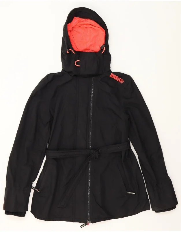 SUPERDRY Womens The Windmac Hooded Windbreaker Jacket UK 14 Medium Black