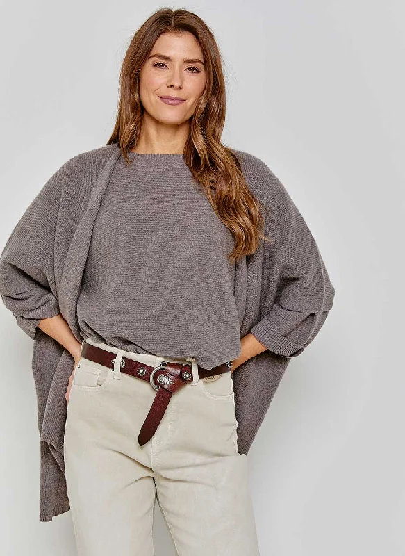 Kimono Rib Cashmere Cardigan - Taupe