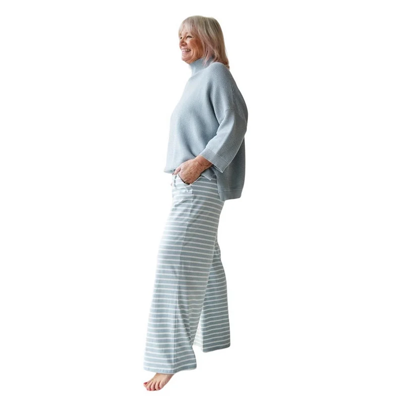 Vicki Ribbed Cotton Jumper in Ice Blue