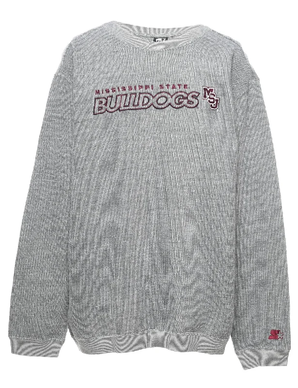 Embroidered Grey Bulldog Design Sweatshirt - XL