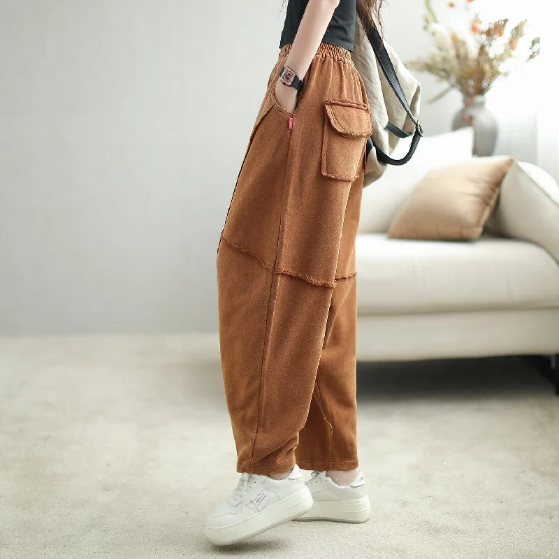 Autumn Patchwork Casual Loose Cotton Harem Pants