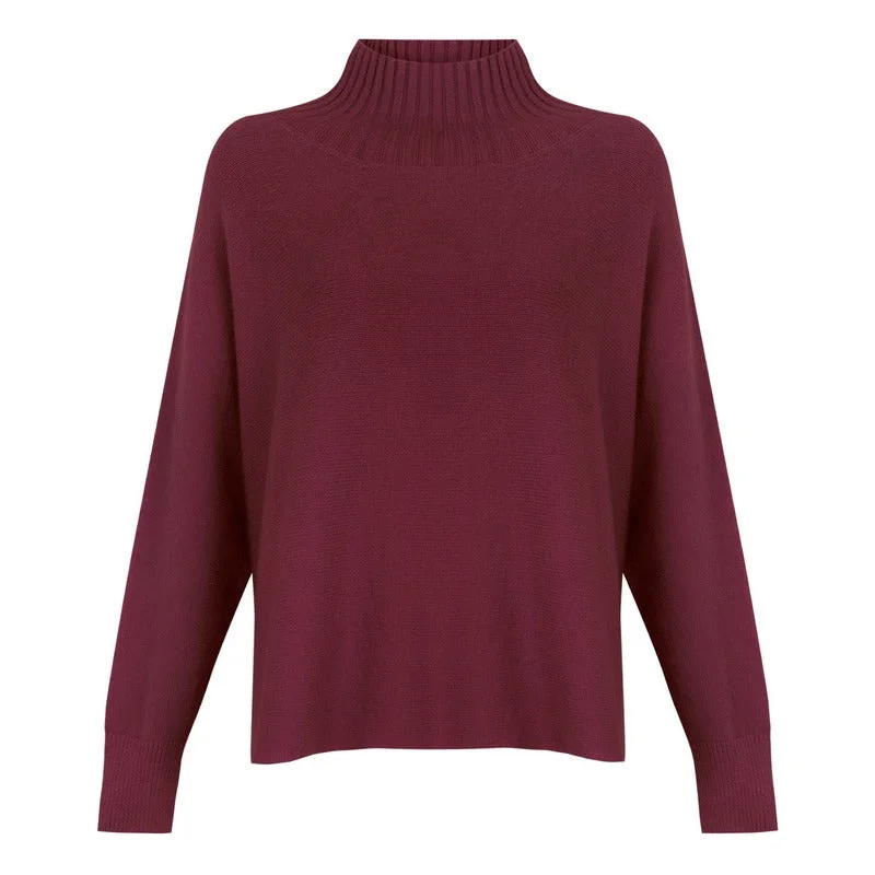 Jolie Boxy High Neck Knit in Mulberry