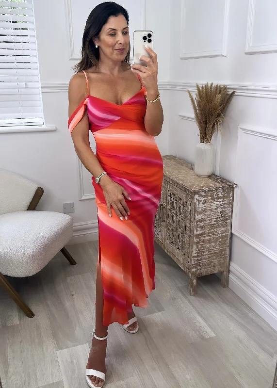 Julia Sunset Orange Maxi Dress