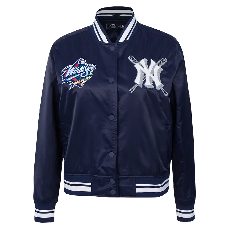 MLB NEW YORK YANKEES MASHUP WOMEN'S RIB SATIN JACKET (MIDNIGHT NAVY)