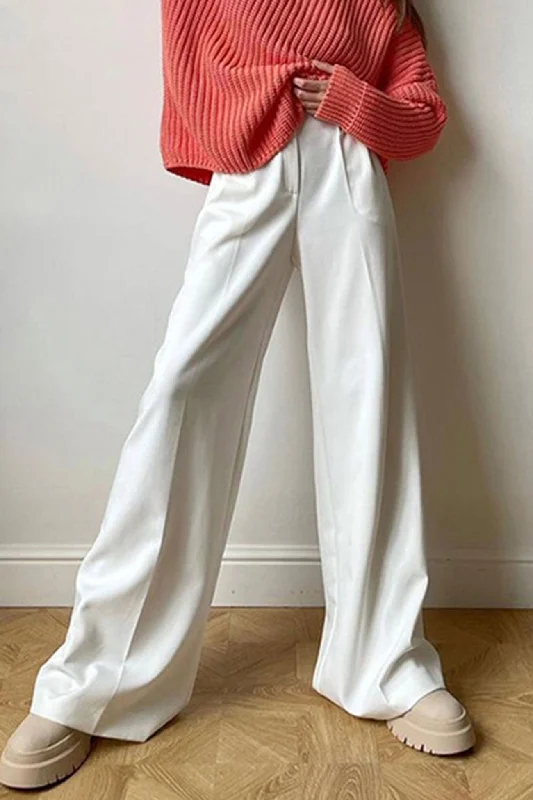 TastyHottie - Solid Color High Waist Loose Suit Pants