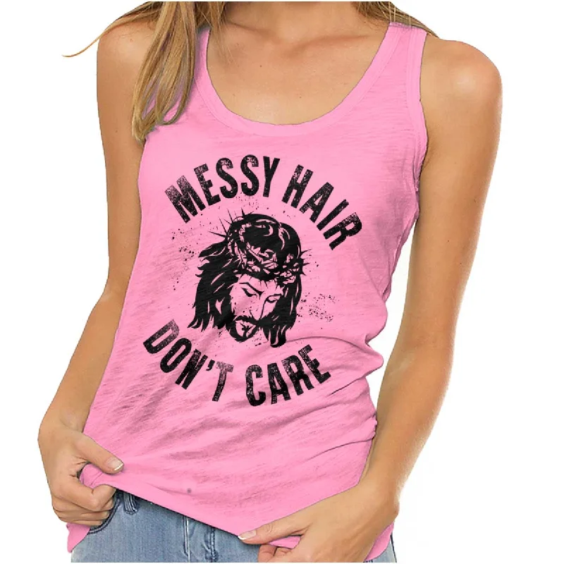 Messy Hair Jesus Racerback Tank