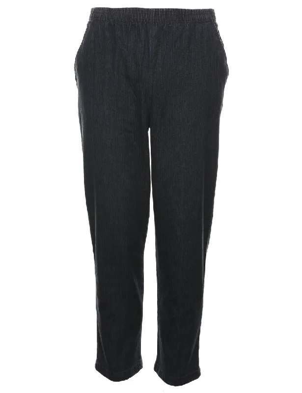 Dark Wash Elasticated Waist Denim Trousers - W26 L27