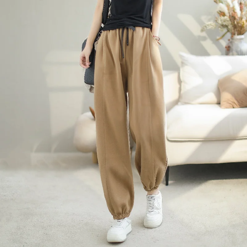 Women Autumn Minimalist Cotton Casual Pants