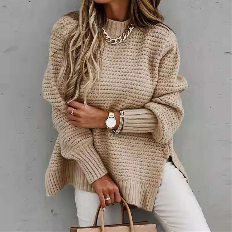 BerryBetty - Round Neck Slit Sweater