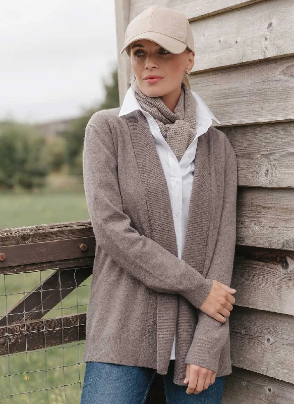 Split Back Cashmere Cardigan - Taupe