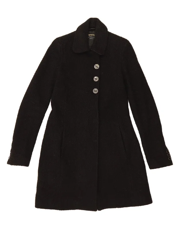 REFRIGIWEAR Womens Overcoat UK 14 Large Black Wool