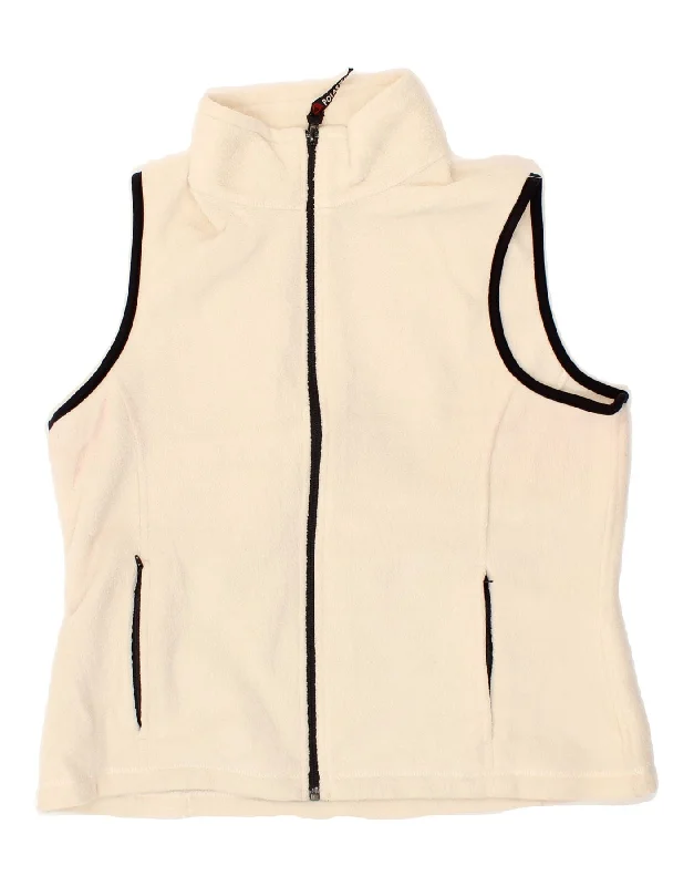 EDDIE BAUER Womens Fleece Gilet UK 16 Large Off White Polyester