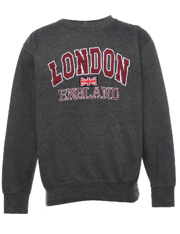 London England Dark Grey Embroidered Sweatshirt - S