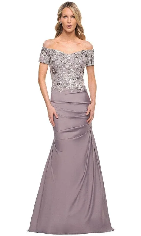 La Femme - Floral Lace Sweetheart Evening Dress 30045SC