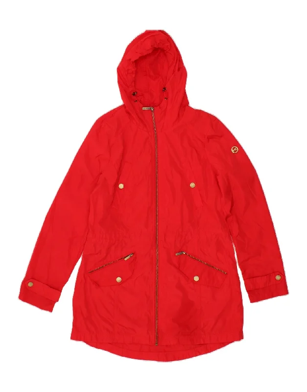 MICHAEL KORS Womens Hooded Raincoat UK 10 Small Red