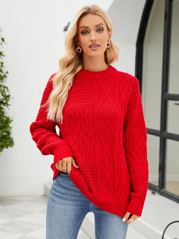 TastyHottie - Women's round neck loose diamond knit sweater