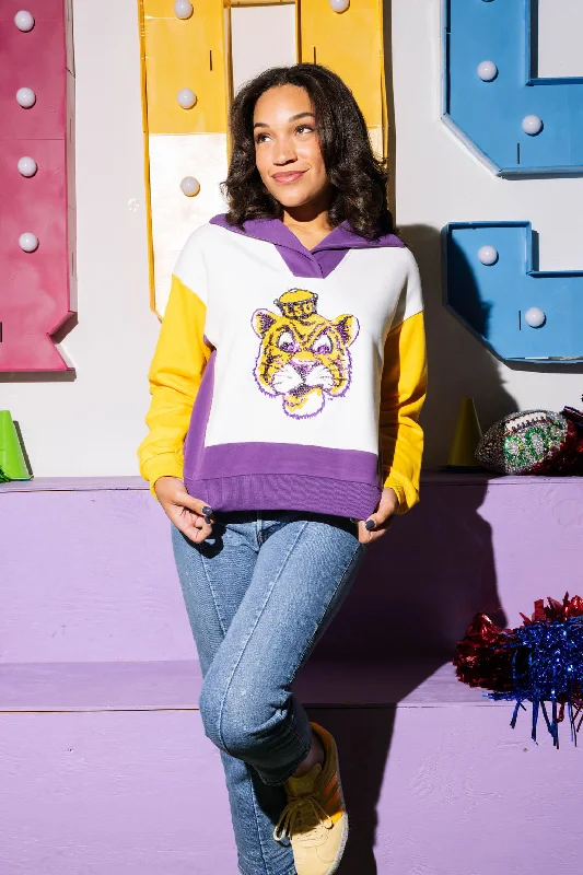 Licensed Colorblock Fuzzy/Sequin Sailor Mike Collar Sweatshirt