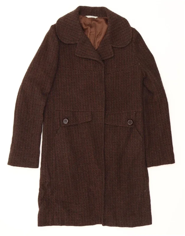 STEFANEL Womens Overcoat UK 12 Medium Brown Wool