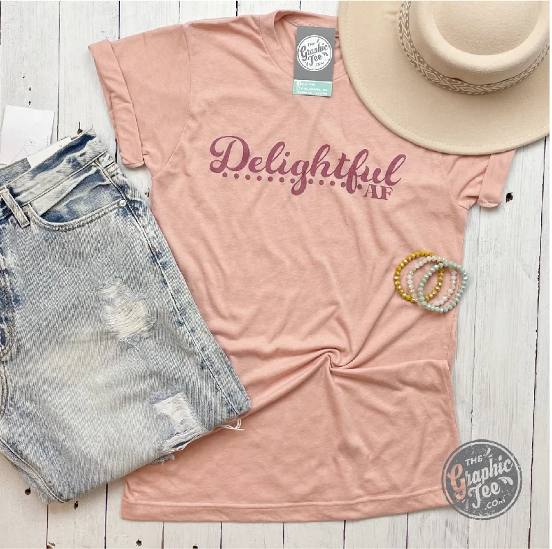 Delightful AF Heather Peach Crewneck Short Sleeve Tee