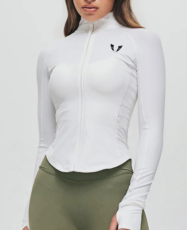 Ribbed Gym Jacket - White