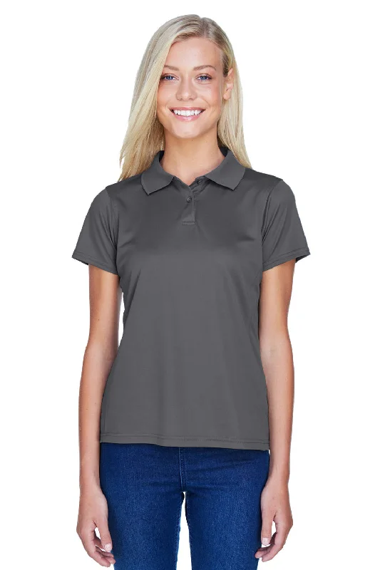 Harriton Womens Polytech Moisture Wicking Short Sleeve Polo Shirt - Charcoal Grey