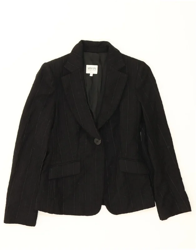 ARMANI COLLEZIONI Womens 1 Button Blazer Jacket IT 40 Small Black Striped