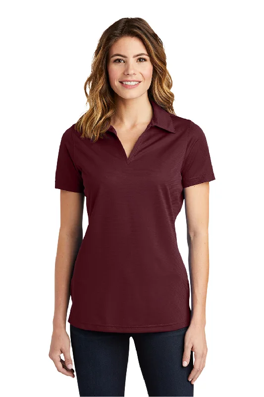 Sport-Tek Womens Active Mesh Moisture Wicking Short Sleeve Polo Shirt - Maroon - Closeout