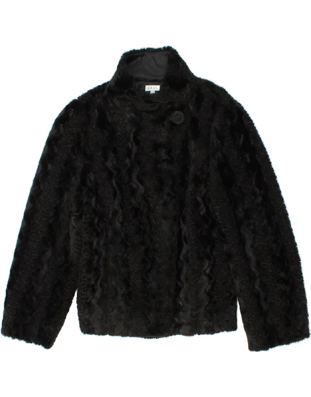 EAST Womens Faux Fur Jacket UK 14 Medium Black Acrylic