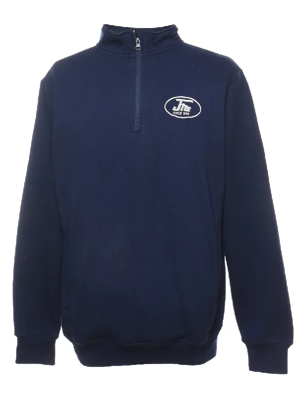 Quarter-Zip Russel Athletic Navy Plain Sweatshirt - L