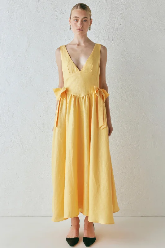 Daphne Linen Midi Dress Sun