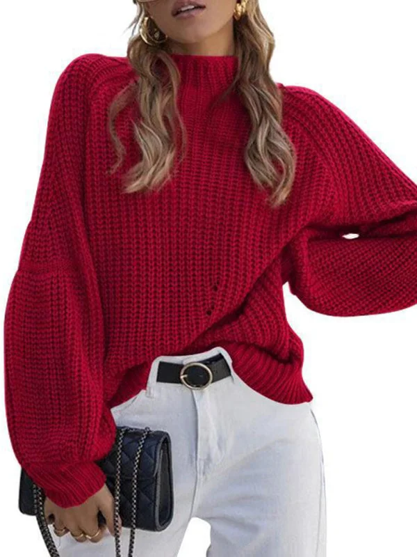 TastyHottie - New women's solid color loose half turtleneck sweater