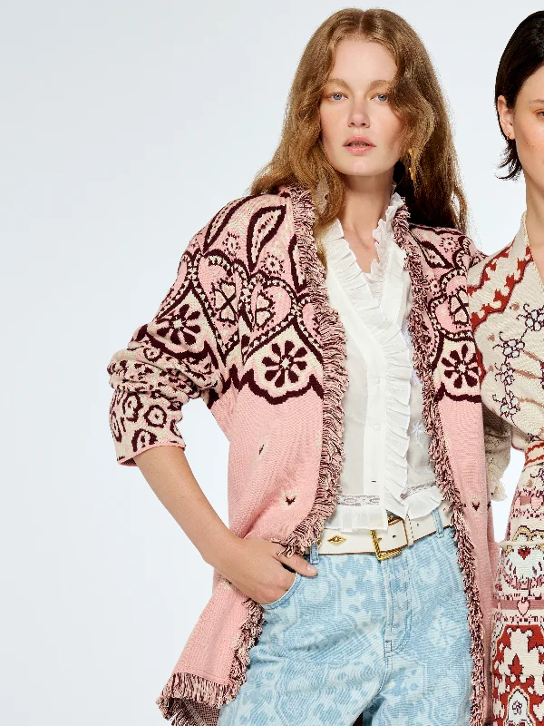 Dalton Cotton Jacquard Cardigan Pink