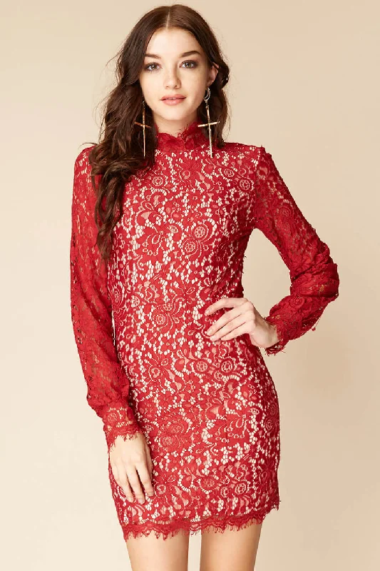 Becka Lace Dress Berry