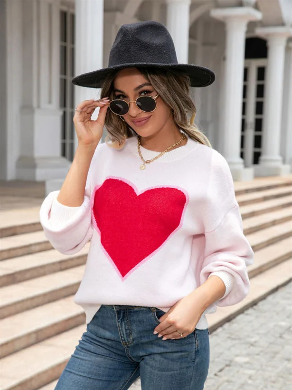 TastyHottie - Women's love round neck knitted Heart pullover sweater