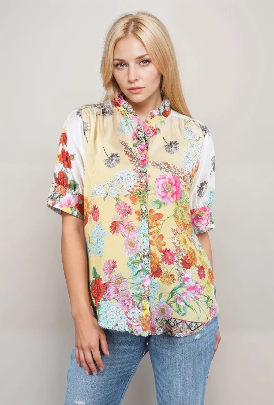 Johnny Was Delite Jolene Silk Floral Blouse C12724 Boho Chic