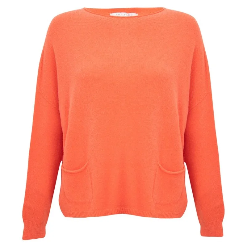 Jodie Round Neck Jumper in Summer Orange